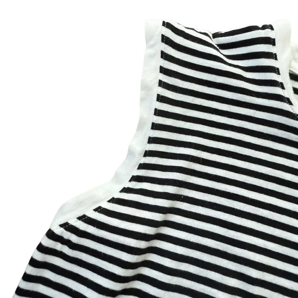 Kate Spade Saturday Muscle Tee Tank Striped Black White Cream Small
